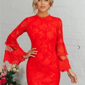 Elegant Red Lace Dress